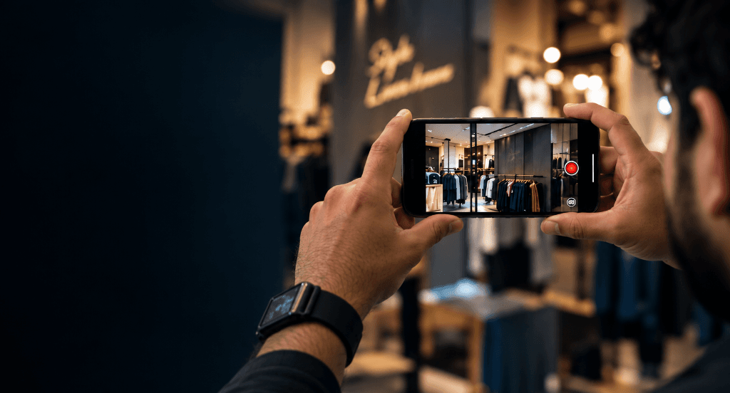 Shooting a video with iPhone in a luxury store